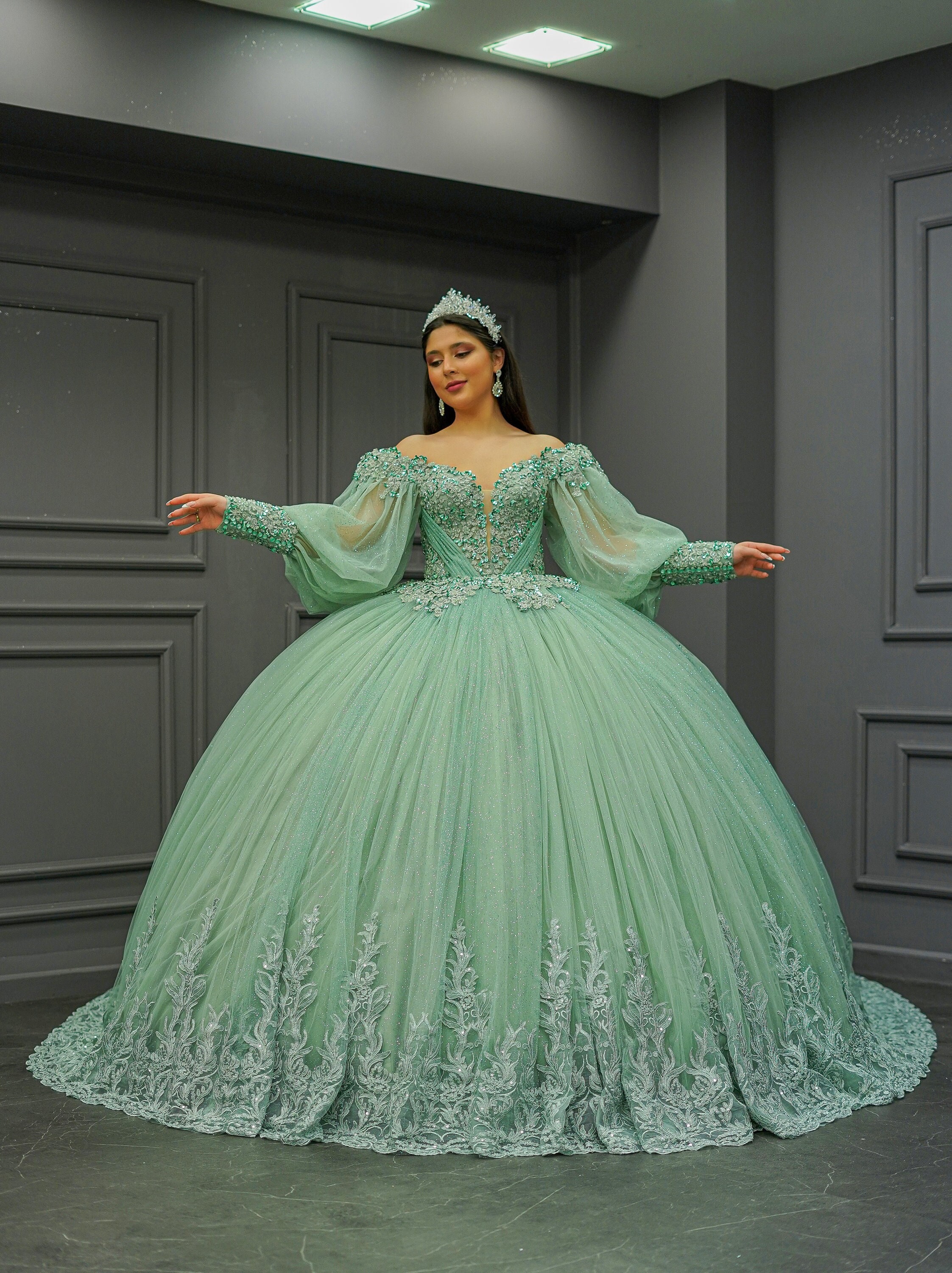 Green Wedding Dress, Green Quinceanera Dress, Green Bridal Gown - Etsy