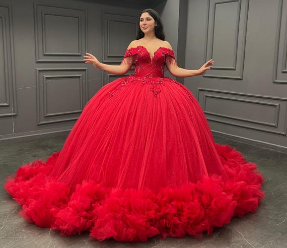 Red Quinceaera Dress, Red Wedding Dress - Etsy