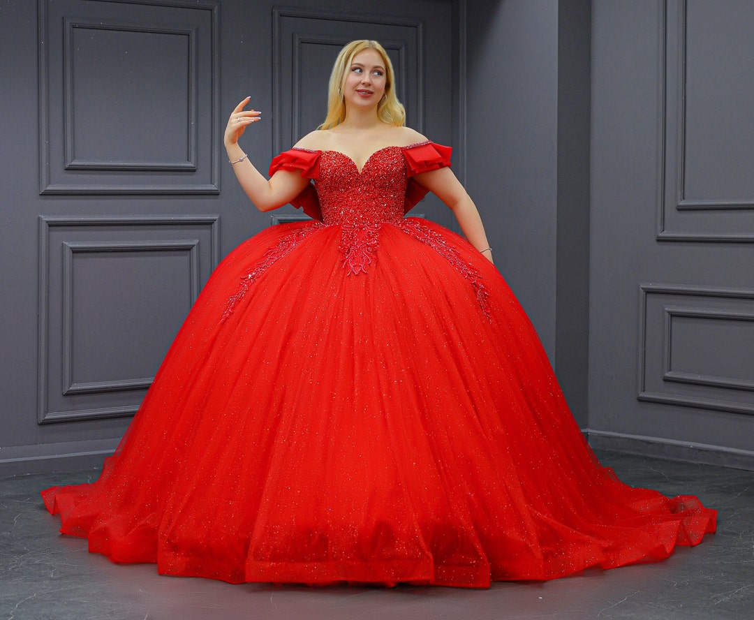 Red Quinceaera Dress, Red Wedding Dress - Etsy Red Quinceaera Dress, Red Wedding Dress - Etsy