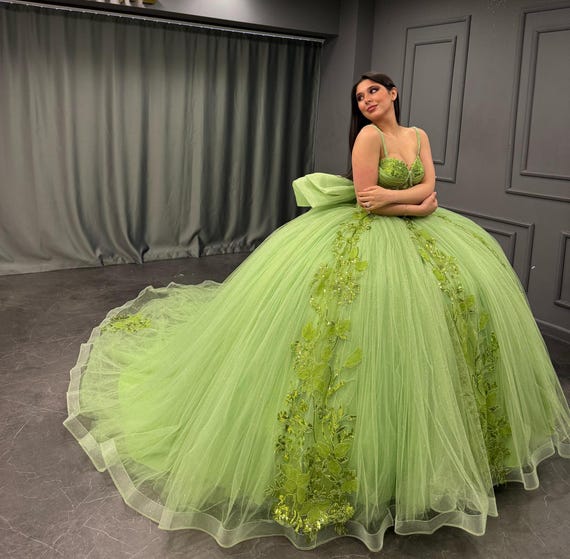 Green Quinceaera Dress, Green Wedding Dress - Etsy Green Quinceaera Dress, Green Wedding Dress - Etsy