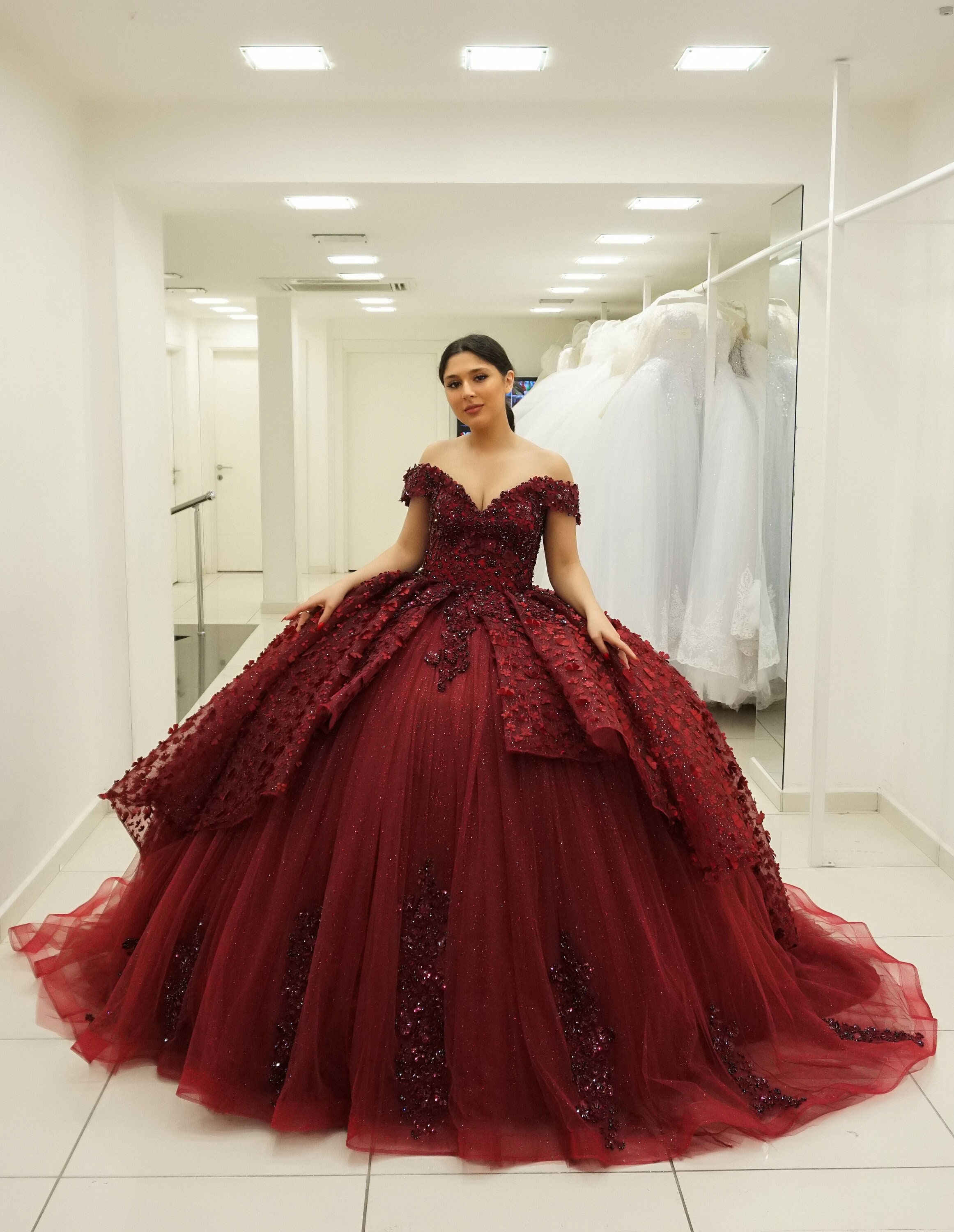 Burgundy Wedding Dress Burgundy Quinceanera Dress Burgundy Bridal Gown Etsy