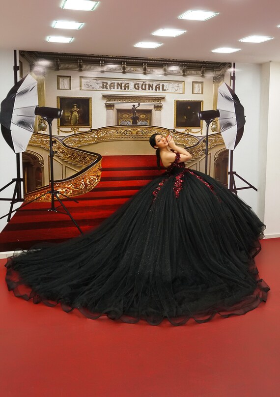 Quinceanera dresses black and red sales