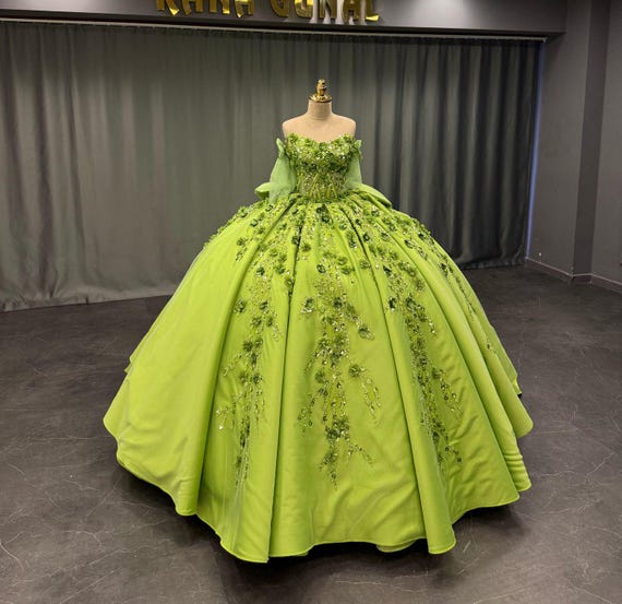 Green Quinceaera Dress, Green Wedding Dress - Etsy New Zealand
