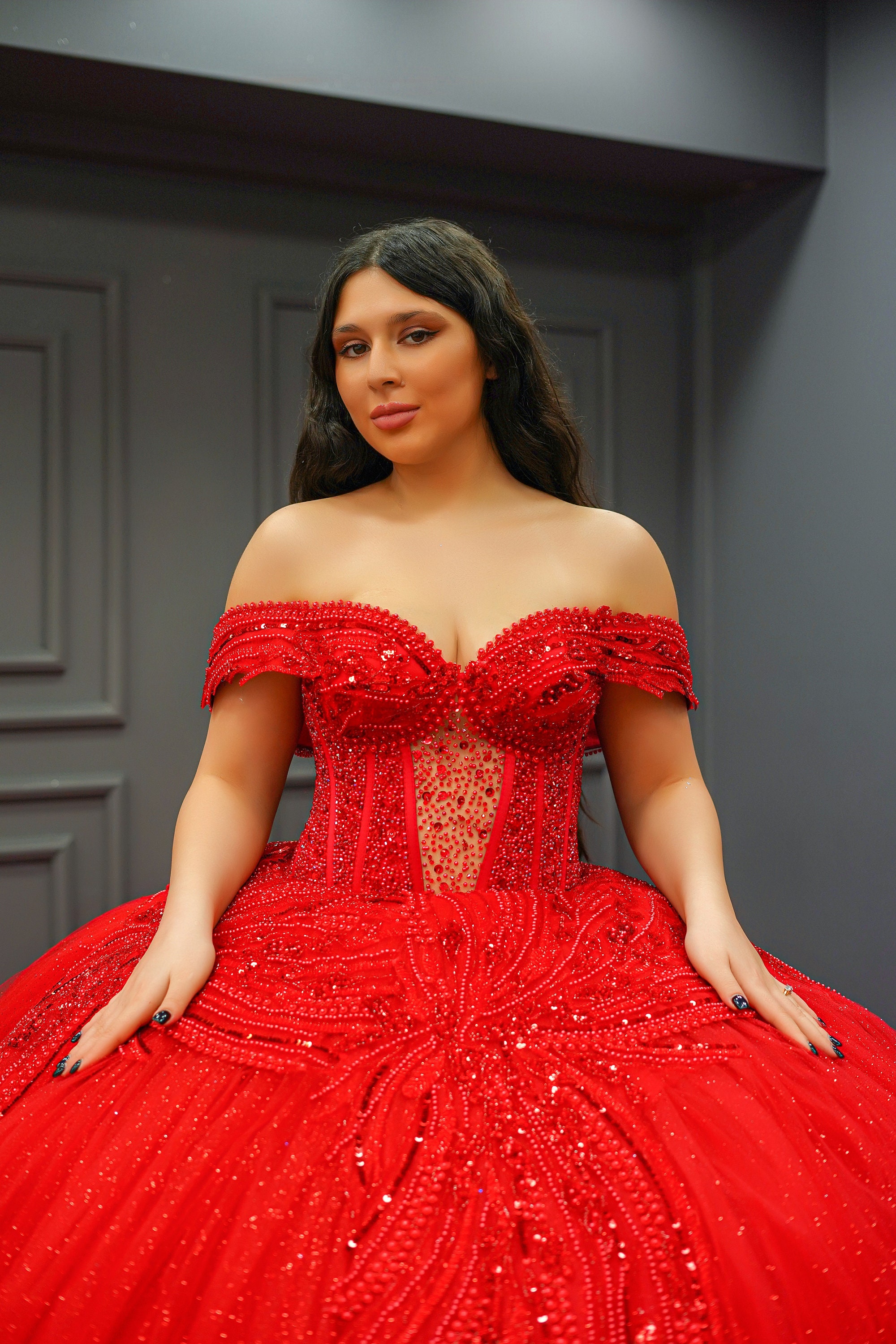 赤いキンセアニェーラドレス、赤いウェディングドレス - Etsy 日本, image size:2000x3000