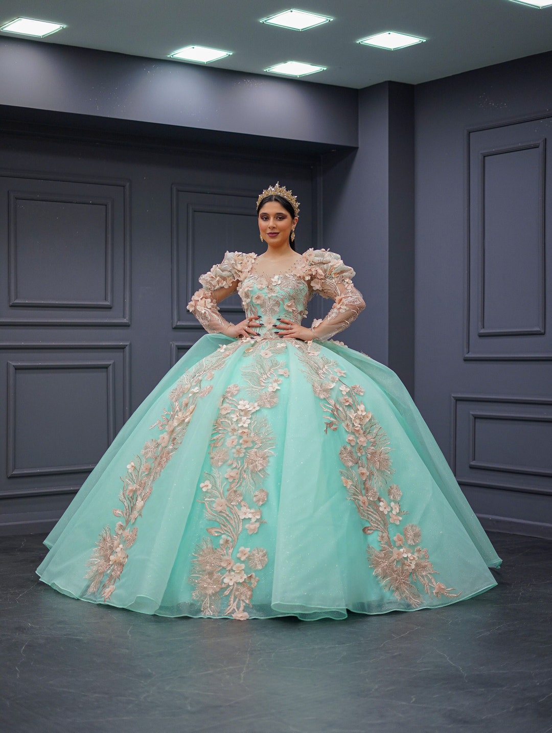 Aqua Green Wedding Dress Aqua Green Quinceanera Dress Aqua - Etsy