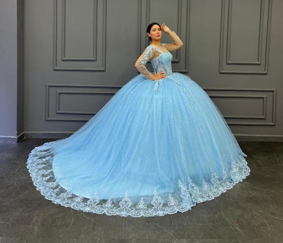 Blue Quinceaera Dress, Blue Wedding Dress - Etsy