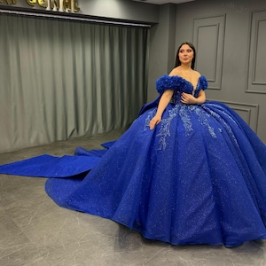 Vestido de quinceañera azul, vestido de fiesta con falda plisada