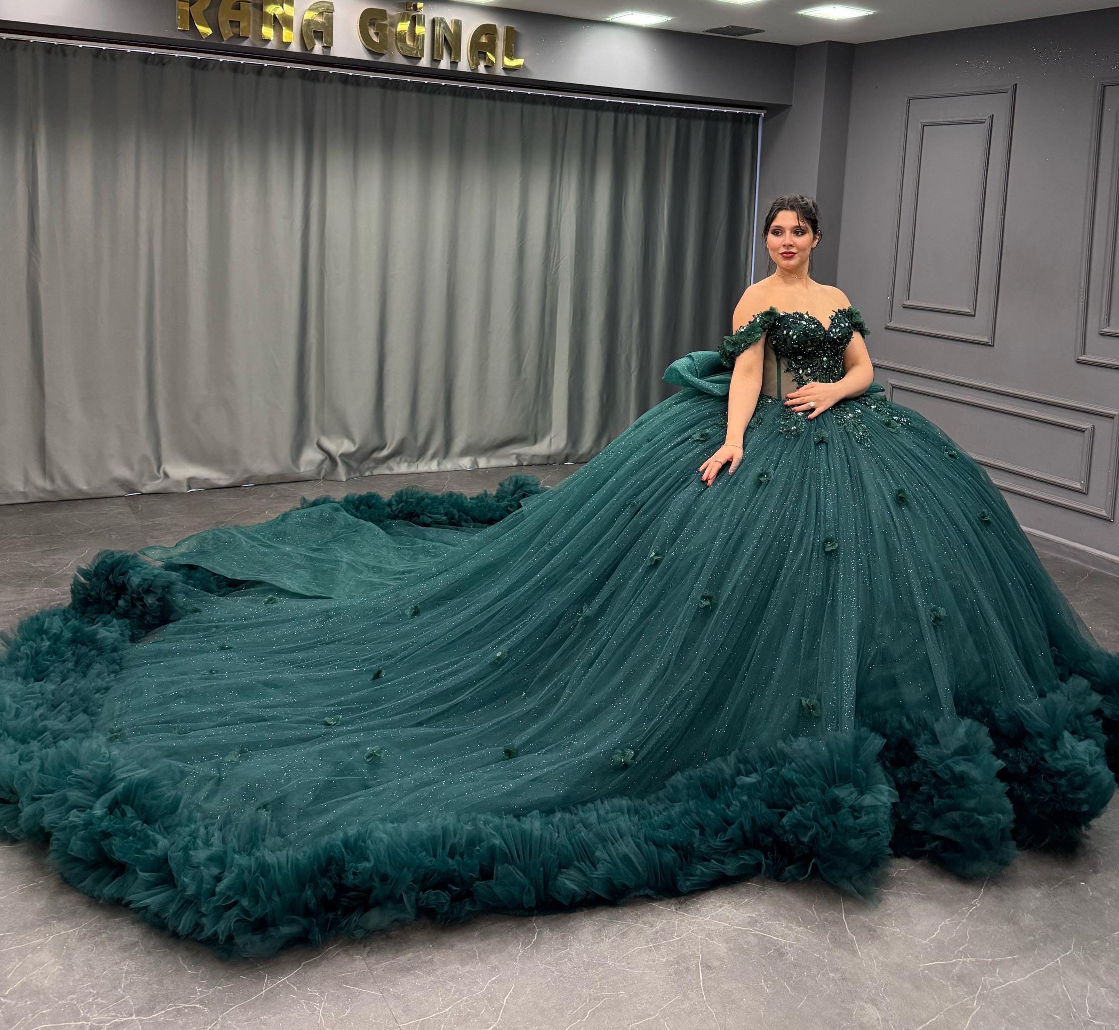 Green Quinceaera Dress, Green Wedding Dress - Etsy New Zealand