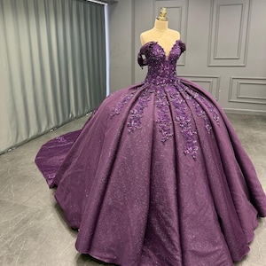 Purple Quinceañera Dress, Pleated Skirt Ball Gown