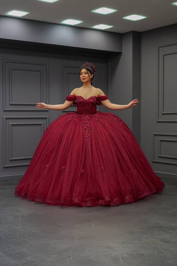 burgundy off the shoulder quince dress Velvet Off Shoulder Quinceanera Dress by Amarra 54257 main image 0