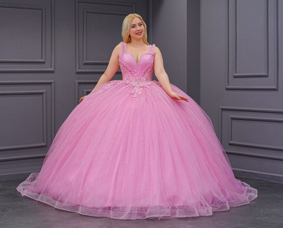 Pink Wedding Dress Pink Quinceanera Dress Pink Bridal Gown Etsy