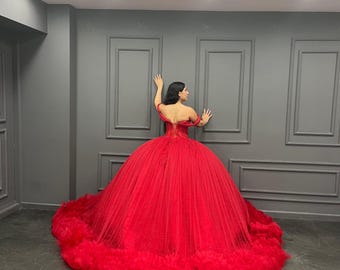Red Quinceaera Dress, Red Wedding Dress