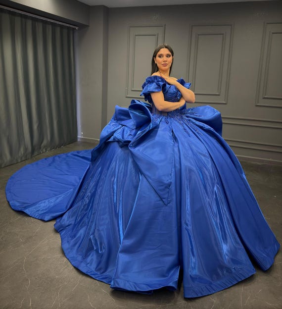 royal blue quinceanera dresses Royal Blue Off the Shoulder Puffy Quinceanera Dresses, Royal Blue / 16 main image 1