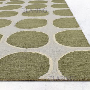 Hand Tufted Wool Area Rug: Green Circle Pattern, Modern Design - Etsy