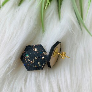 Hexagon Wood Stud Earring | Hypoallergenic Earrings | Handmade Jewelry