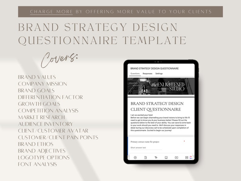 Editable Brand Strategy Questionnaire Brand Design Etsy