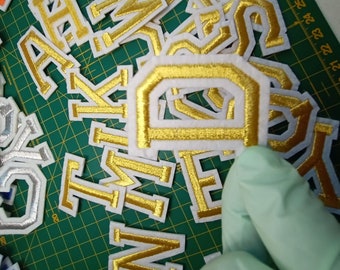 Gold Letter Alphabet Patches Varsity Initial Patch |Embroidered Patches in Australia | Iron On DIY Tshirt Bags