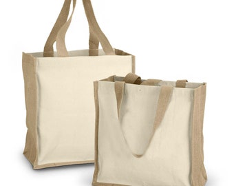 Jute Cotton Tote Bag | Plain Bags in Australia | Jute Blank Bags | Natural Handle Bag