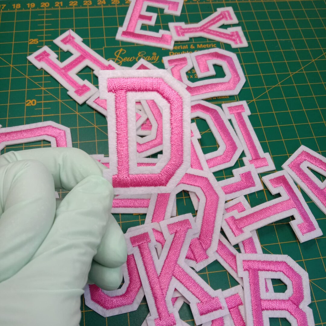 Pink Letter Alphabet Patches Varsity Initial Patch |embroidered Patches ...