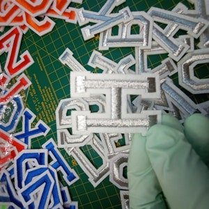 Silver Letter Alphabet Patches Varsity Initial Patch |Embroidered Patches in Australia | Iron On DIY Tshirt Bags