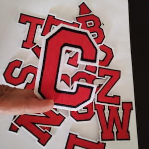 Black Red Letter Alphabet Number Patches Varsity Initial Patch |Embroidered Patches in Australia | Iron On DIY Tshirt Bags