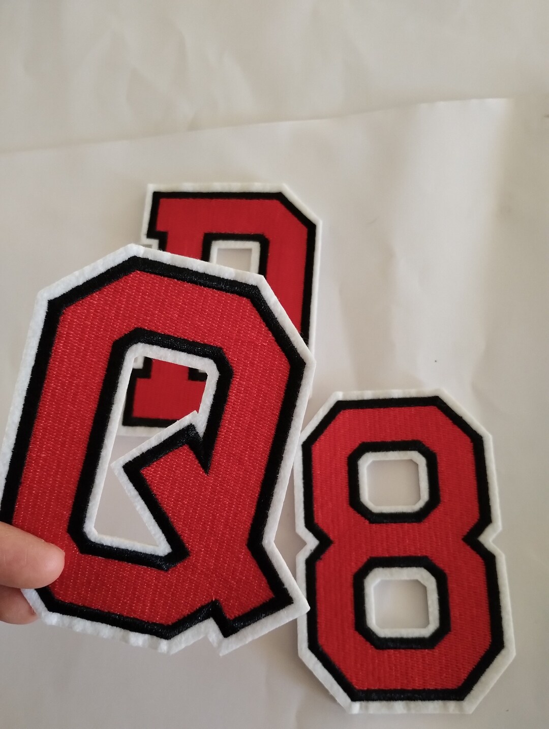 Large Size White Black Red Letter Alphabet Number Patches Varsity ...