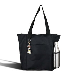 Modern Design Polyester Plain Tote Bag | Blank Bags in Australia | Black bag Pocket, Top Zipper Shoulder Bag | Arts Crafts Printing