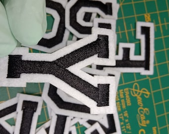 Black Letter Alphabet Patches Varsity Initial Patch |Embroidered Patches in Australia | Iron On DIY Tshirt Bags