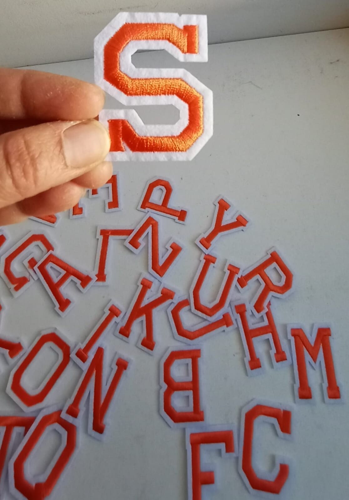Orange Embroidered Iron on Letters Applique Patch,iron on Name Letters Patch  for T-shirt or Coat,decoration Embroidery Iron on Patches 