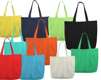 Blank Cotton Tote Bag | Plain Bags with Gusset in Australia |Red Blue Orange Yellow Black Green Natural| Teacher Library Bag