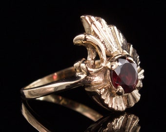 Size 5.25 Solid 10k Gold and Garnet Ring