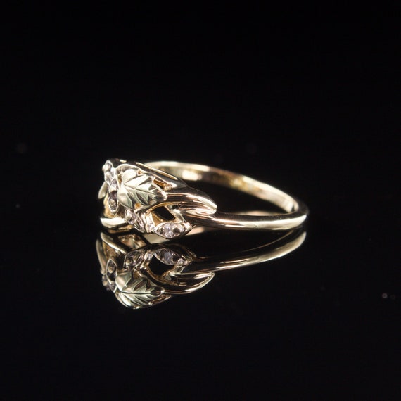 Size 5.25 Solid 10k Gold Coleman & Co Diamond Flo… - image 3
