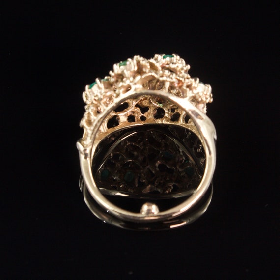 Size 6.5 Solid 9k Gold Natural Emerald Ring - image 7