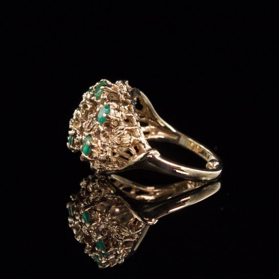 Size 6.5 Solid 9k Gold Natural Emerald Ring - image 5