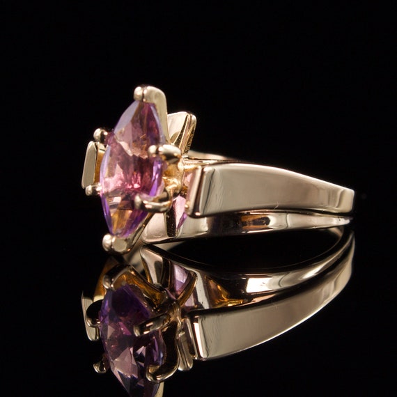 Size 5 3/4 Solid 14k Gold Amethyst Solitaire - image 4