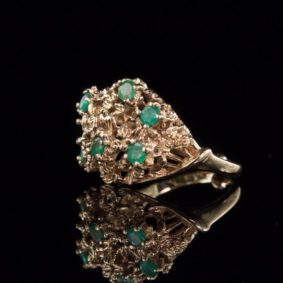 Size 6.5 Solid 9k Gold Natural Emerald Ring - image 4