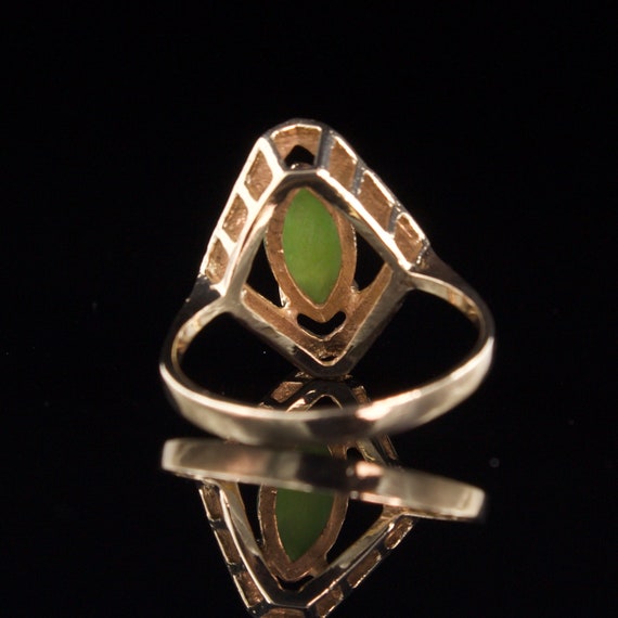 Size 6.5 Solid 10k Gold Nephrite Jade Ring - image 6