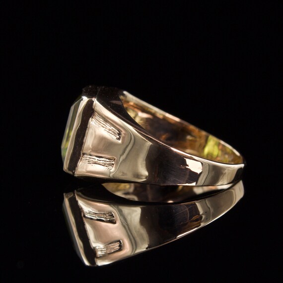 Size 7.25 Solid 10k Gold Green Spinel Signet Styl… - image 5