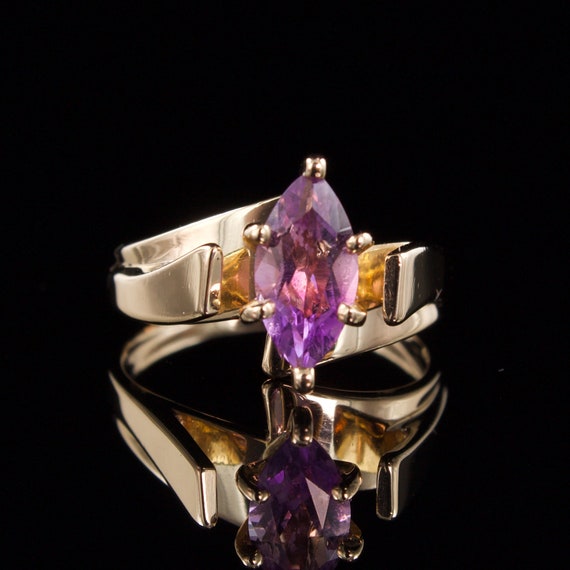 Size 5 3/4 Solid 14k Gold Amethyst Solitaire - image 3