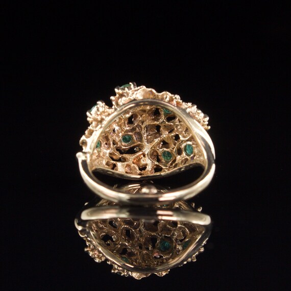 Size 6.5 Solid 9k Gold Natural Emerald Ring - image 6