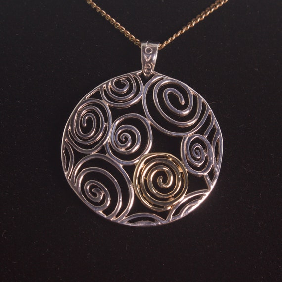 Solid Sterling Silver and Solid 10k Gold Large Sp… - image 1