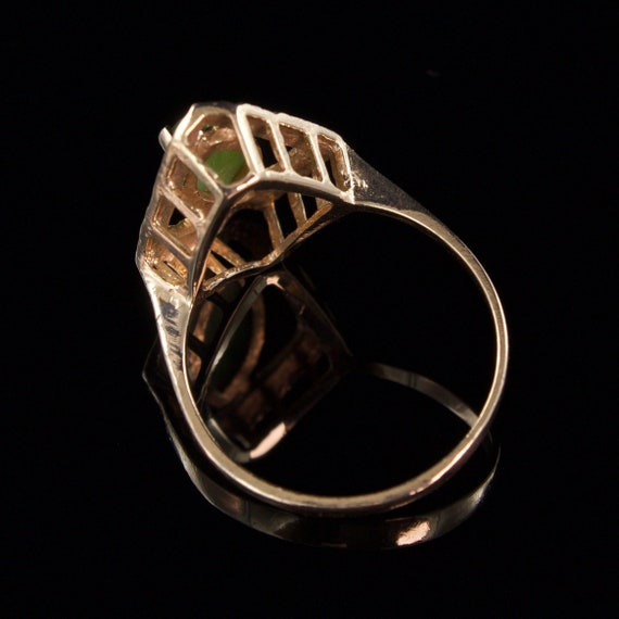Size 6.5 Solid 10k Gold Nephrite Jade Ring - image 7