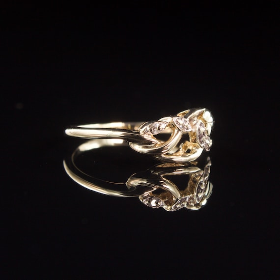 Size 5.25 Solid 10k Gold Coleman & Co Diamond Flo… - image 2