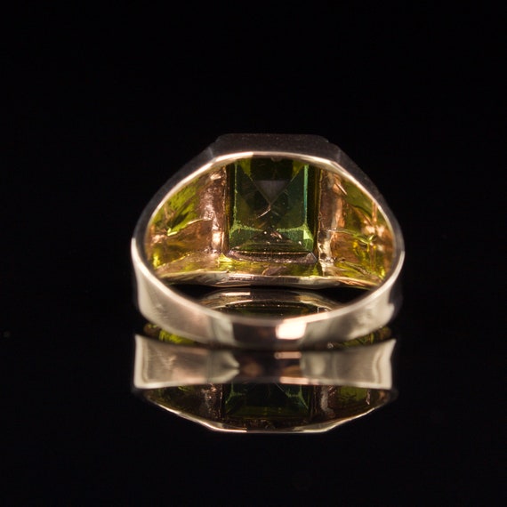 Size 7.25 Solid 10k Gold Green Spinel Signet Styl… - image 6