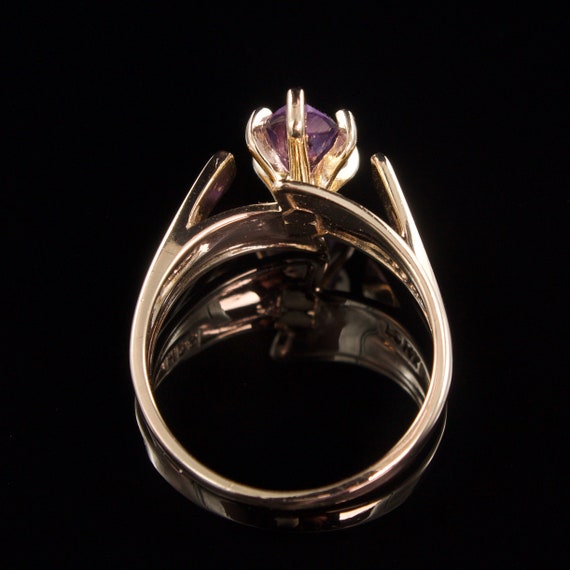 Size 5 3/4 Solid 14k Gold Amethyst Solitaire - image 7