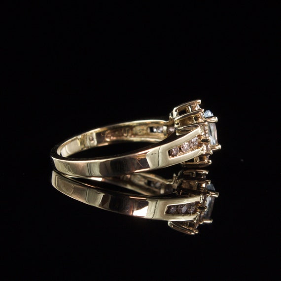 Size 6.75 Solid 10k Gold Aquamarine and Diamond H… - image 2