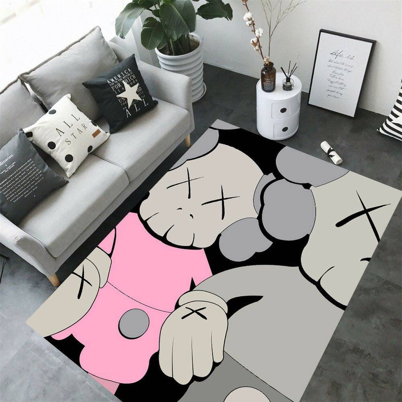 KAWS Pink and Grey Rug Sneaker Room Rug Grey Kaws Rug Kaws Etsy