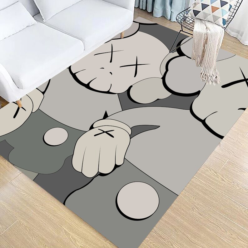 KAWS Black and White Rug Sneaker Room Rug Grey Kaws Rug Etsy
