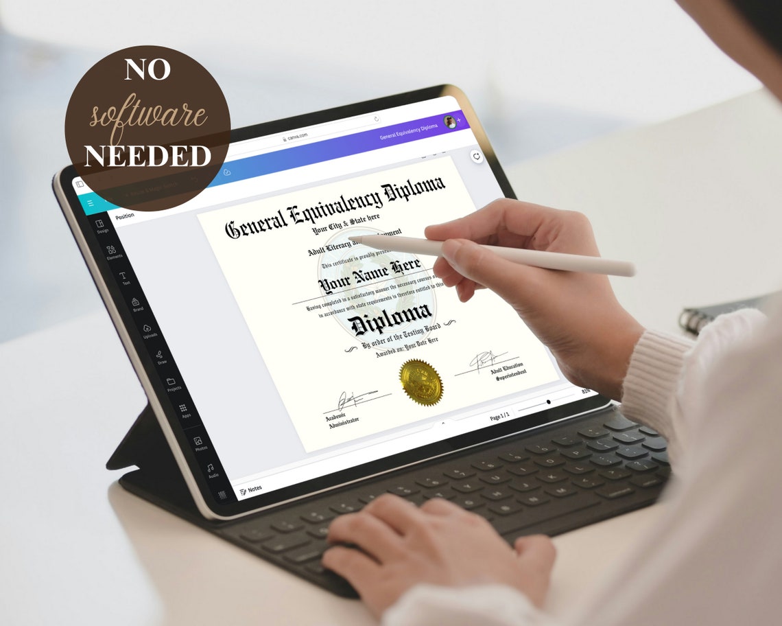 TEXAS GED Diploma Template With Seal Editable Template Printable TEXAS GED Diploma Template With Seal Editable Template Printable