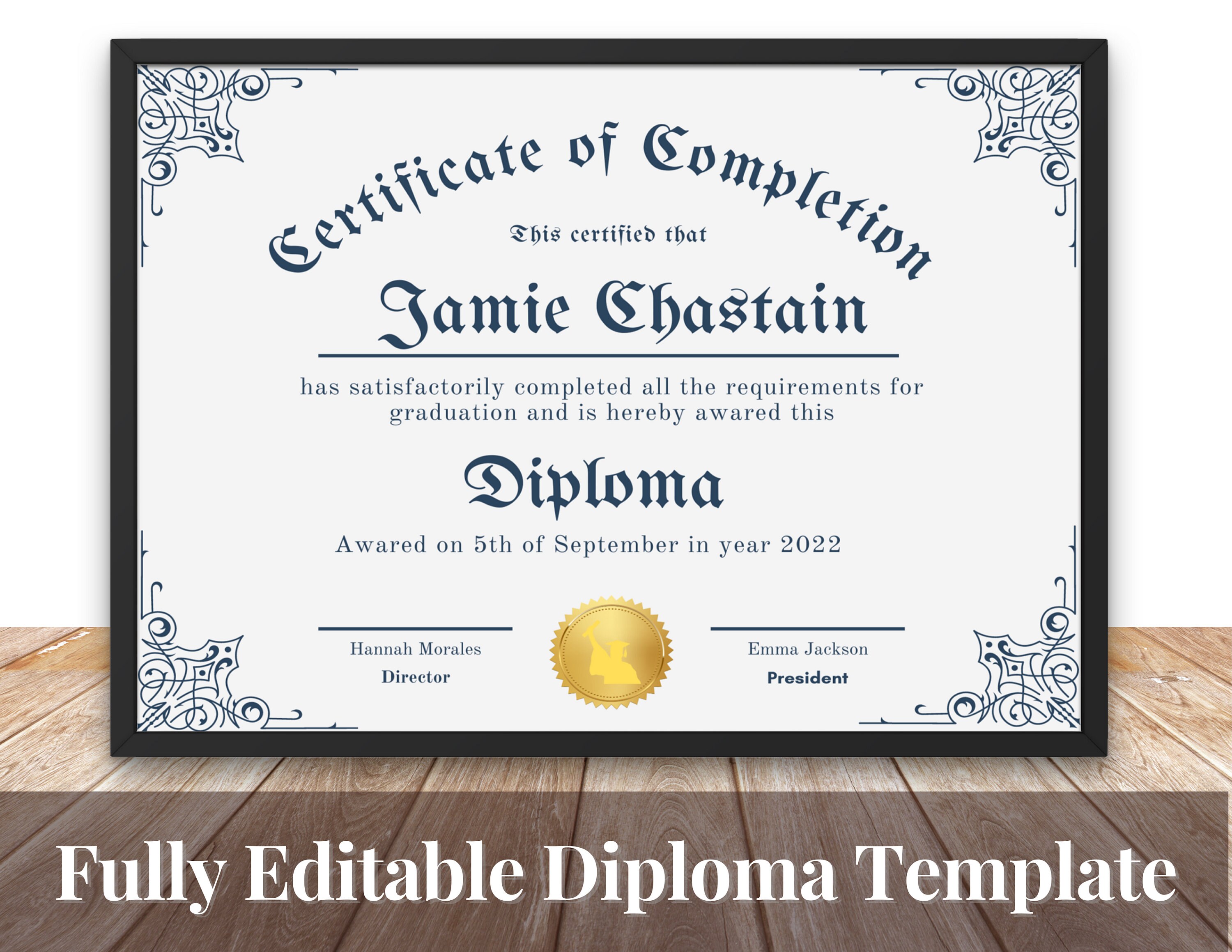 Editable High School Diploma Printable Diploma Template - Etsy